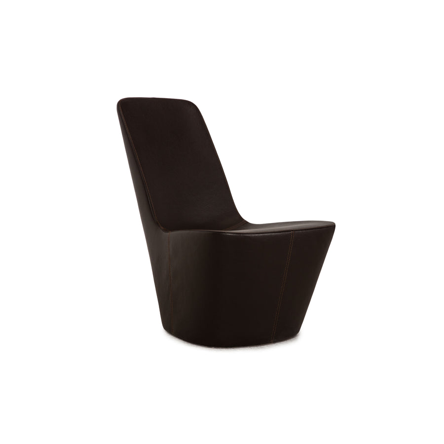 Vitra Monopod Leather Armchair Brown Dark Brown