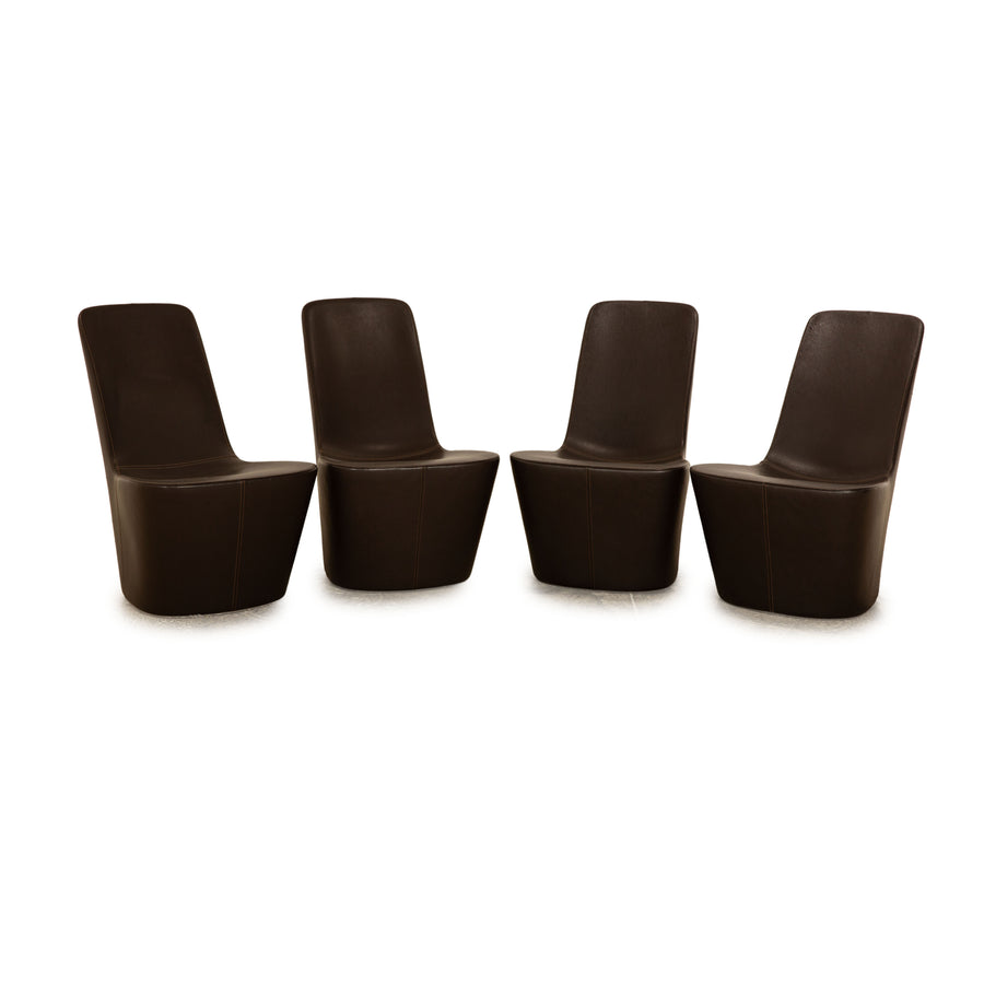 Vitra Monopod Leather Armchair Set Brown Dark Brown