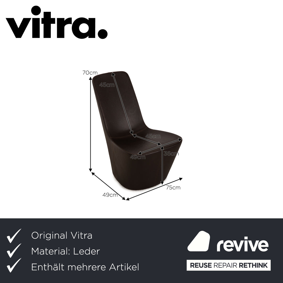 Vitra Monopod Ensemble de fauteuils en cuir Marron Marron foncé