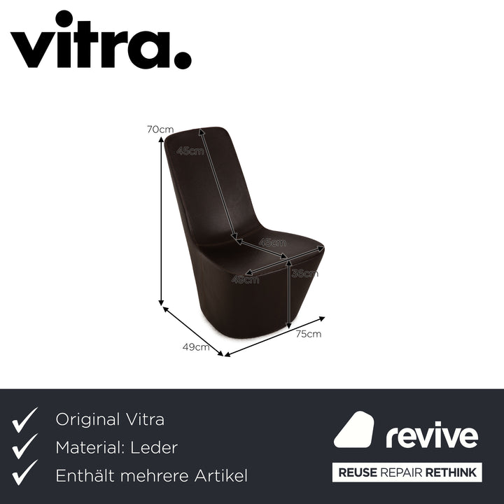 Vitra Monopod Leder Sessel Garnitur Dunkelbraun