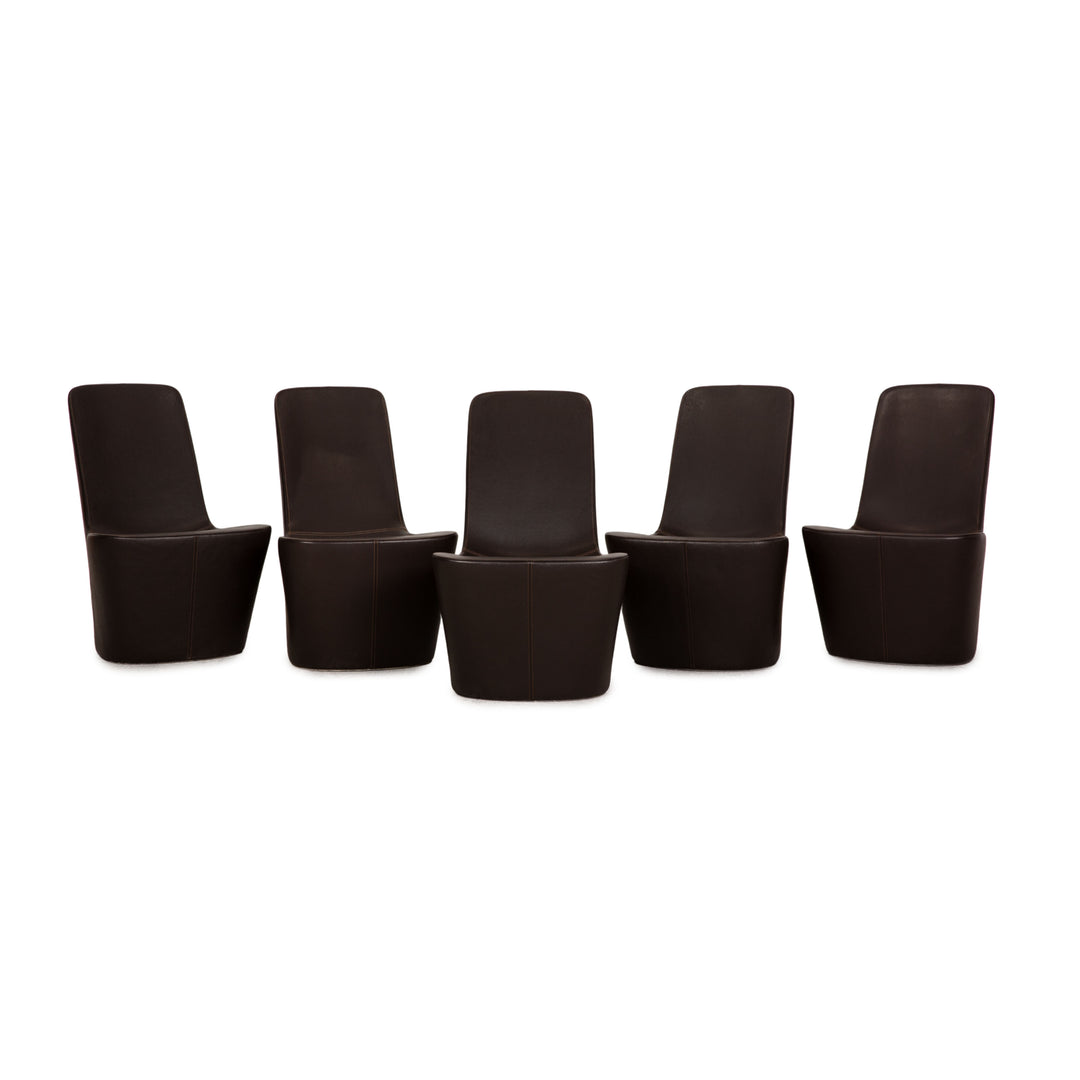 Vitra Monopod ensemble de fauteuils en cuir marron foncé