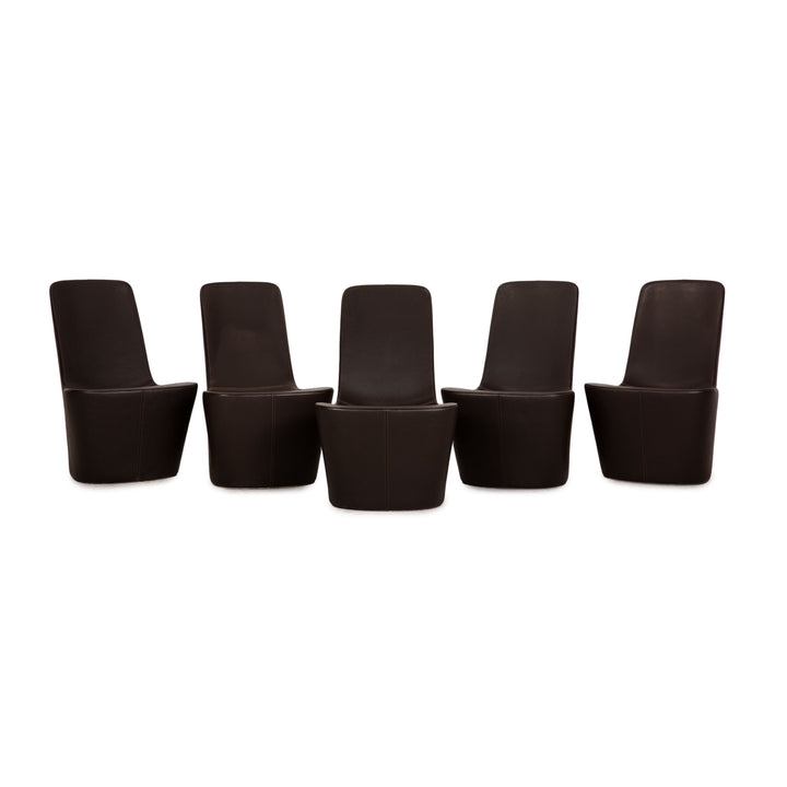 Vitra Monopod ensemble de fauteuils en cuir marron foncé