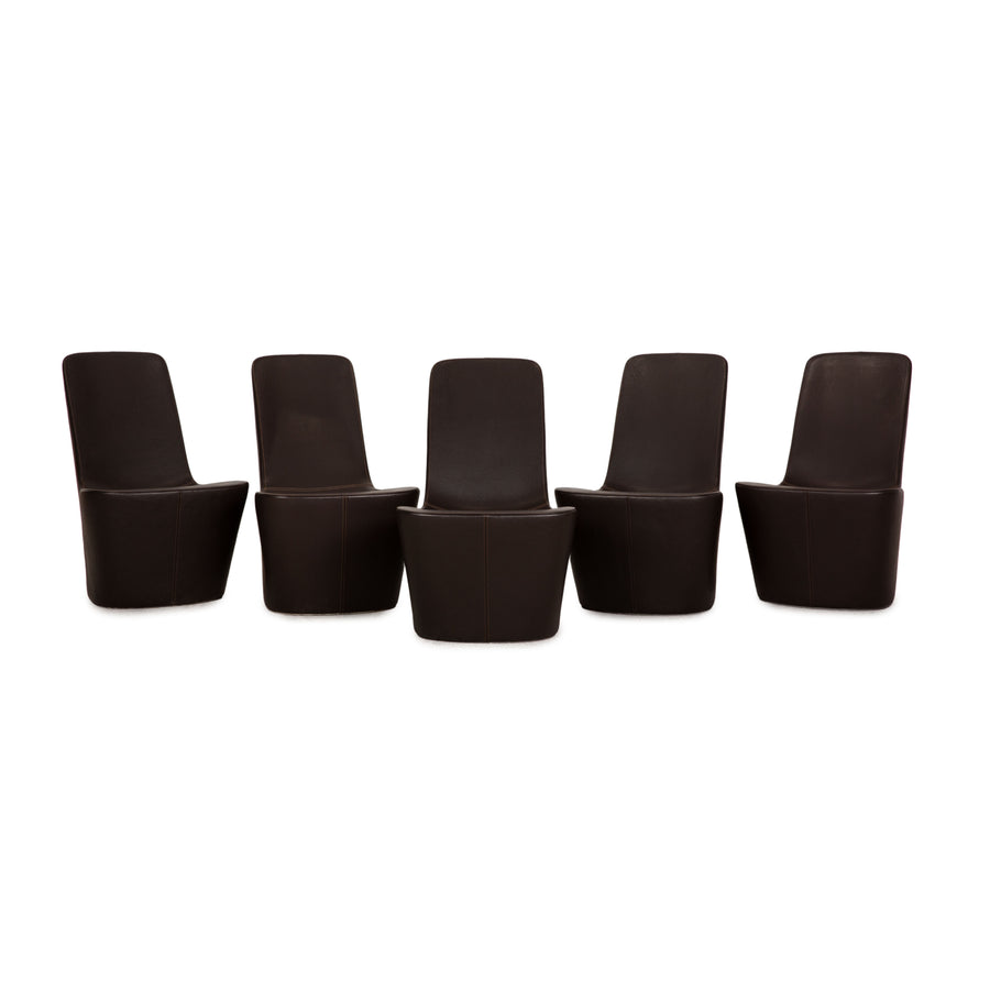 Vitra Monopod ensemble de fauteuils en cuir marron foncé