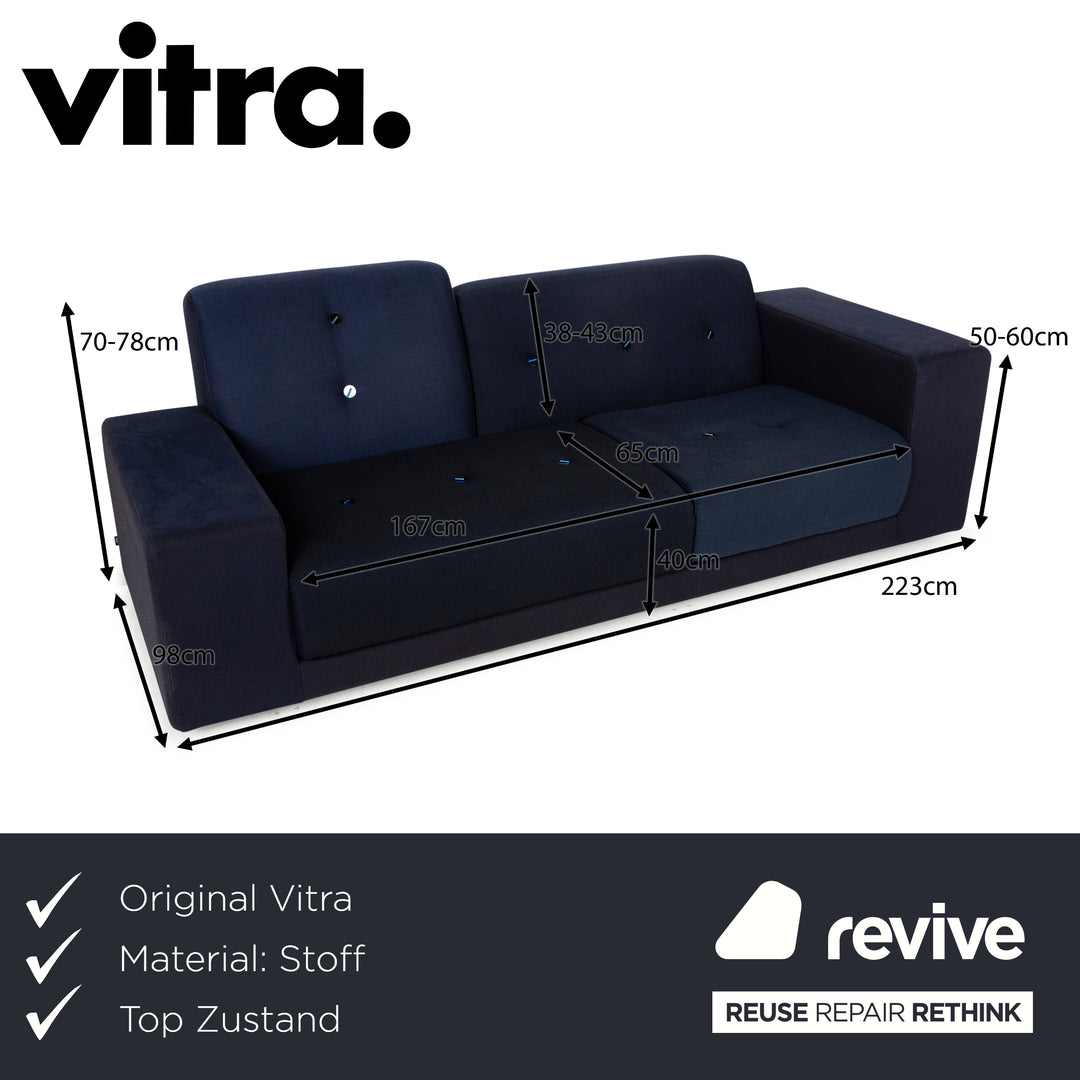 Vitra Polder Fabric Three-Seater Blue Sofa Couch