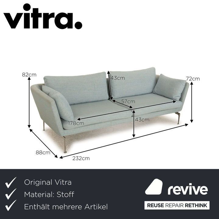 Vitra Suita fabric sofa set gray three-seater stool couch