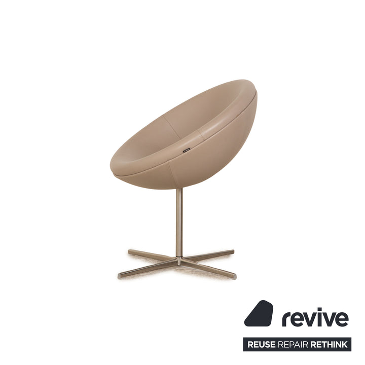 Vitra Verner Panton Leather Cocktail Chair Gray Greige Taupe