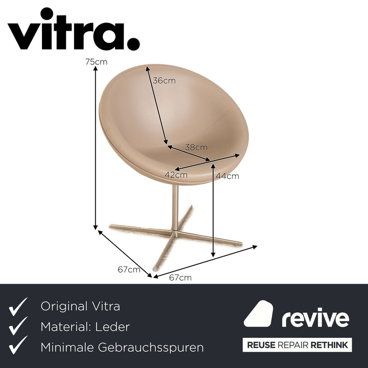 Vitra Verner Panton Leather Cocktail Chair Gray Greige Taupe