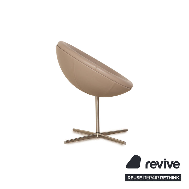 Vitra Verner Panton Leather Cocktail Chair Gray Greige Taupe