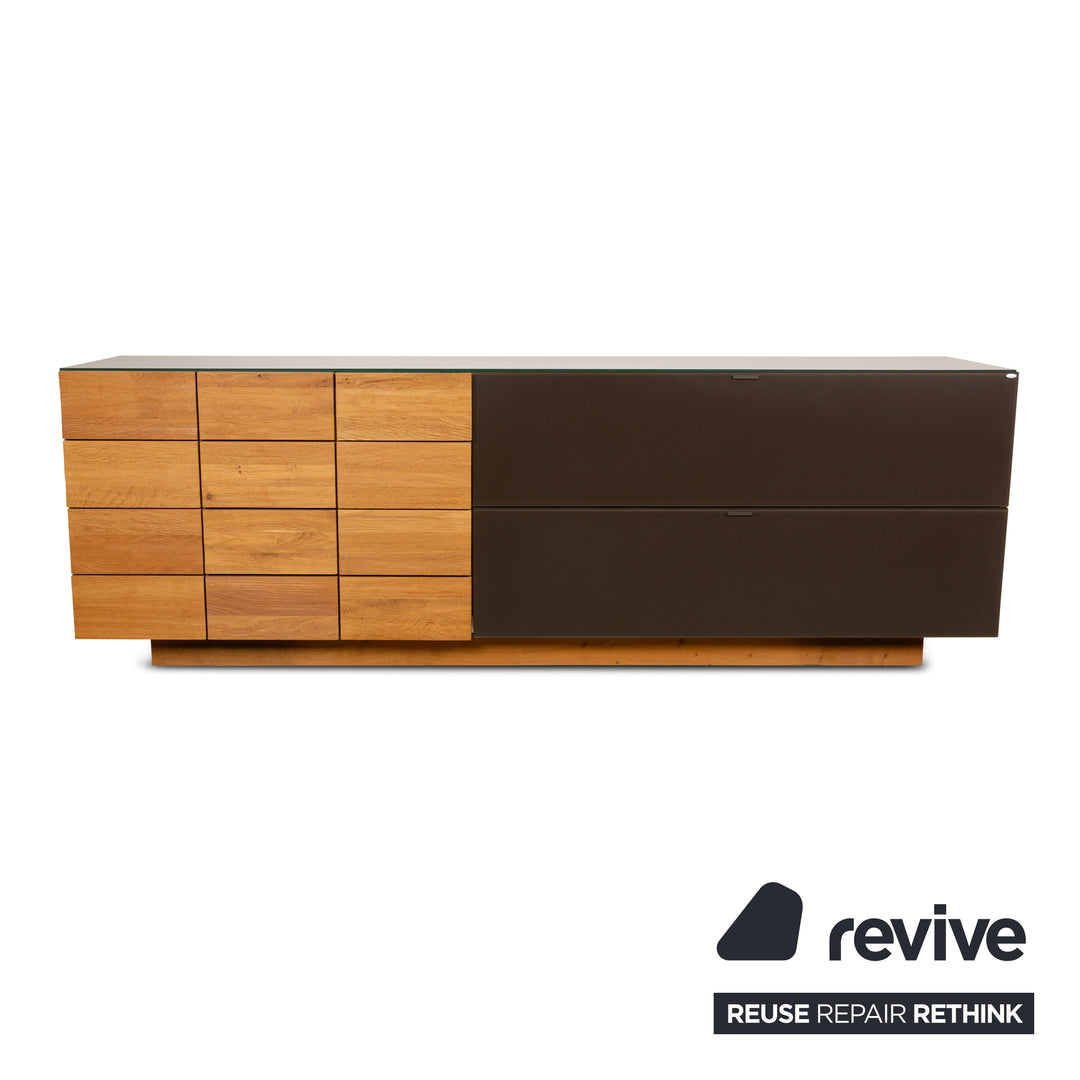 Buffet Voglauer V-Montana en bois avec tiroir en verre marron