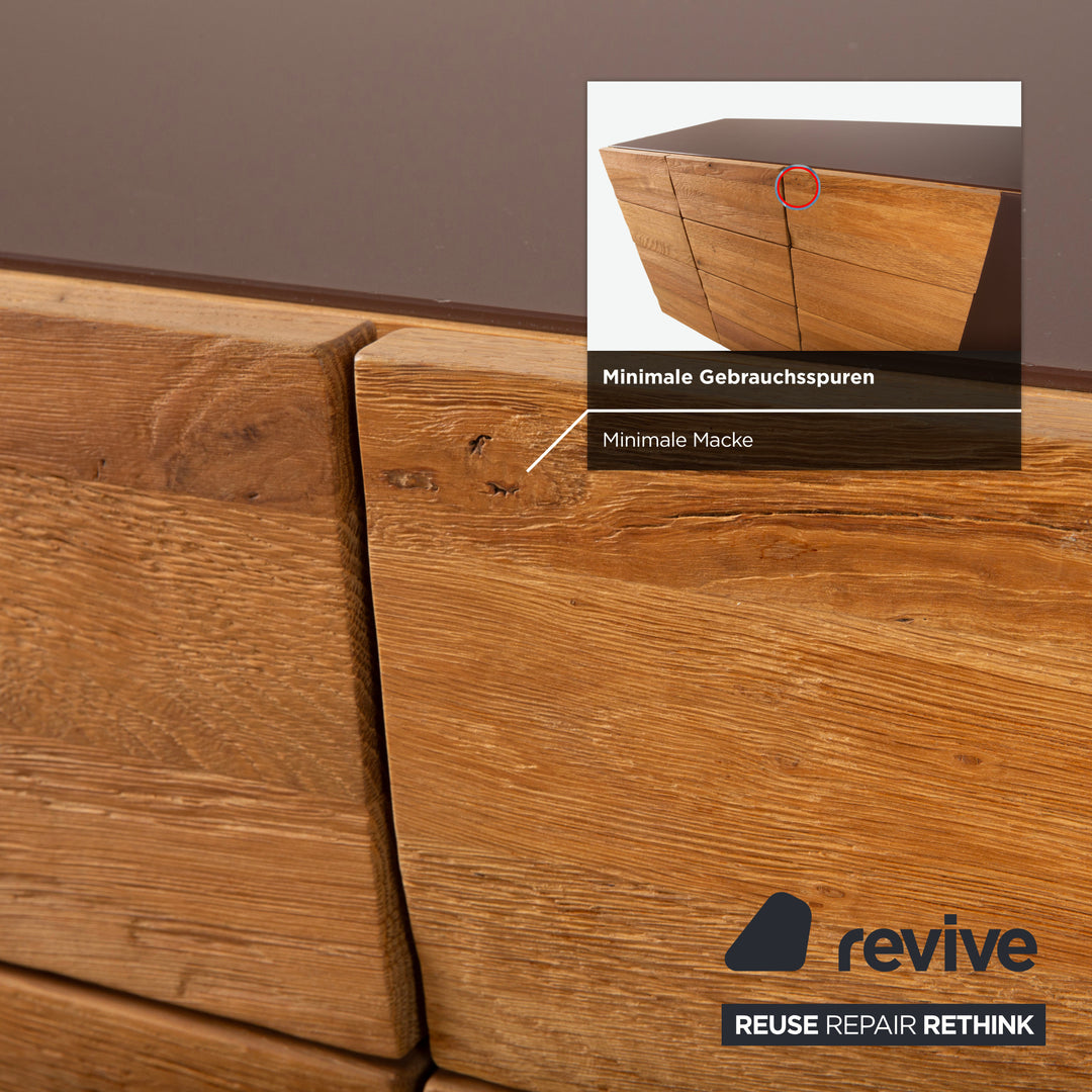 Buffet Voglauer V-Montana en bois avec tiroir en verre marron