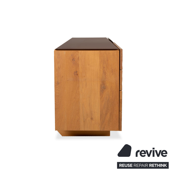 Buffet Voglauer V-Montana en bois avec tiroir en verre marron