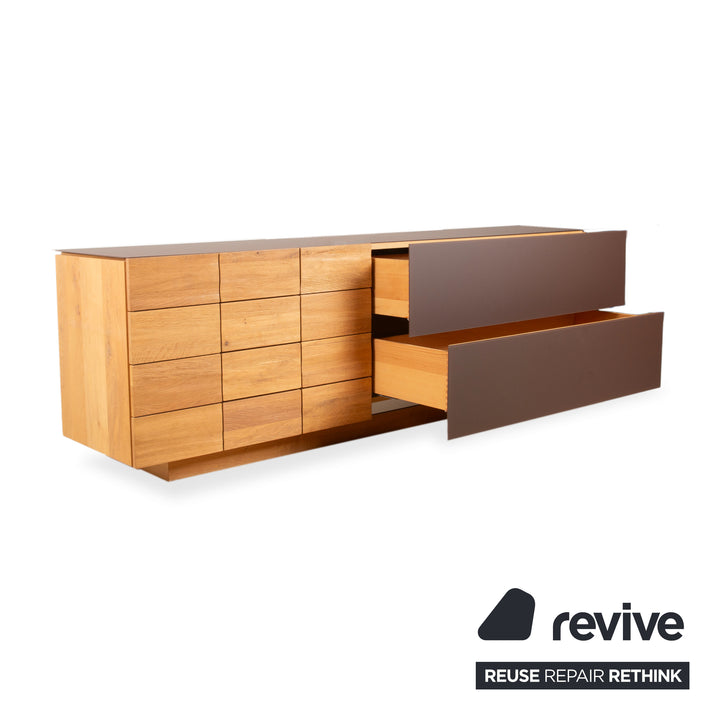 Voglauer V-Montana wooden sideboard brown glass drawer