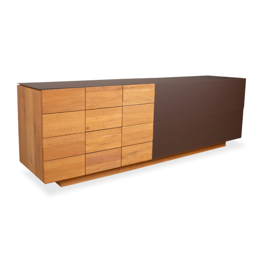 Buffet Voglauer V-Montana en bois avec tiroir en verre marron