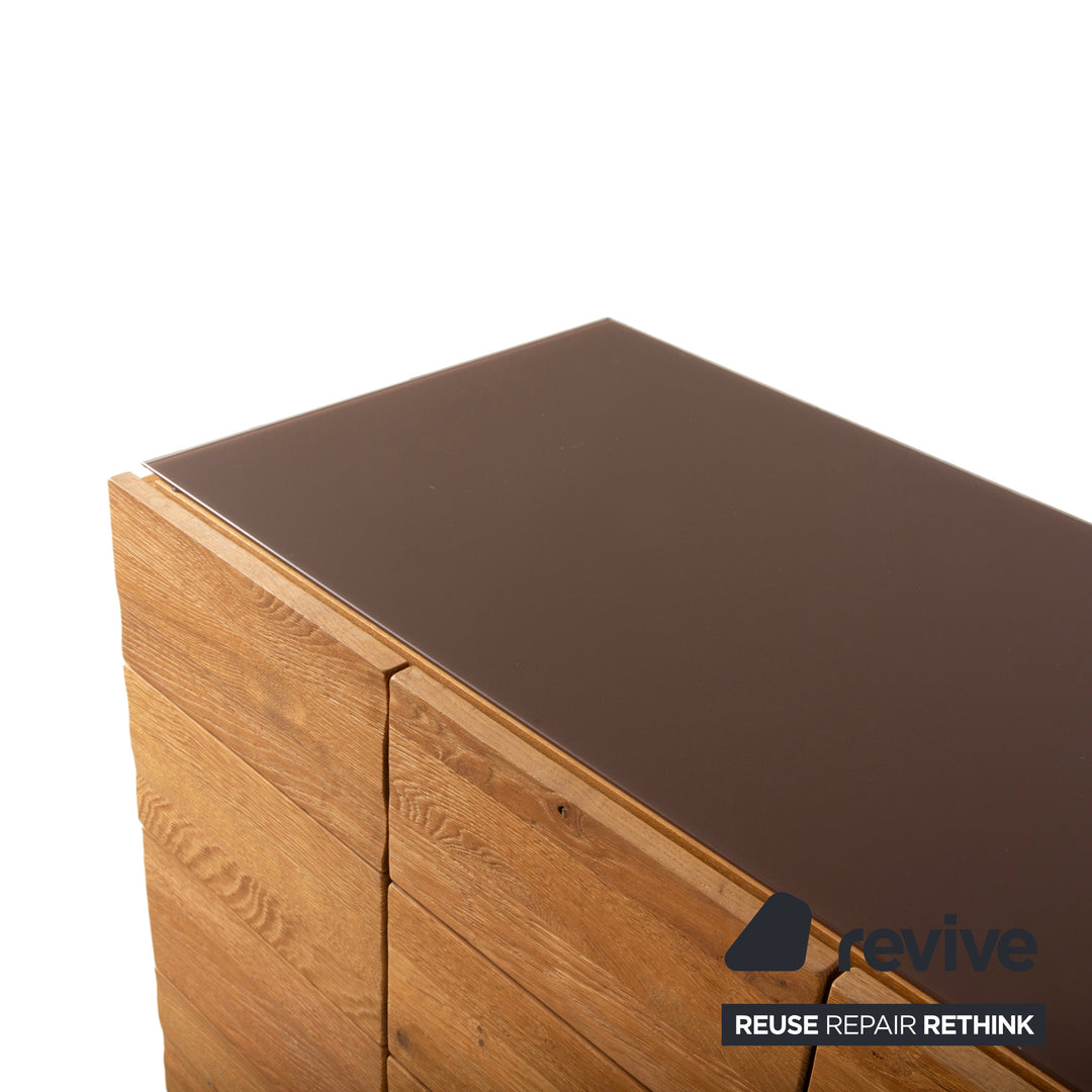 Buffet Voglauer V-Montana en bois avec tiroir en verre marron