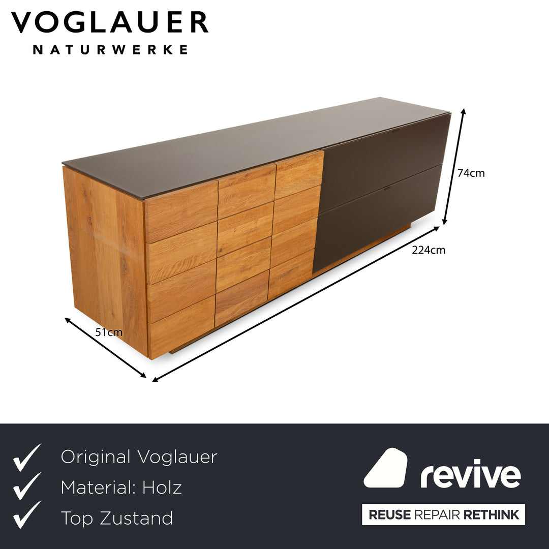 Buffet Voglauer V-Montana en bois avec tiroir en verre marron