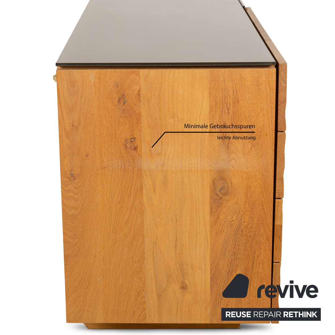 Buffet Voglauer V-Montana en bois avec tiroir en verre marron