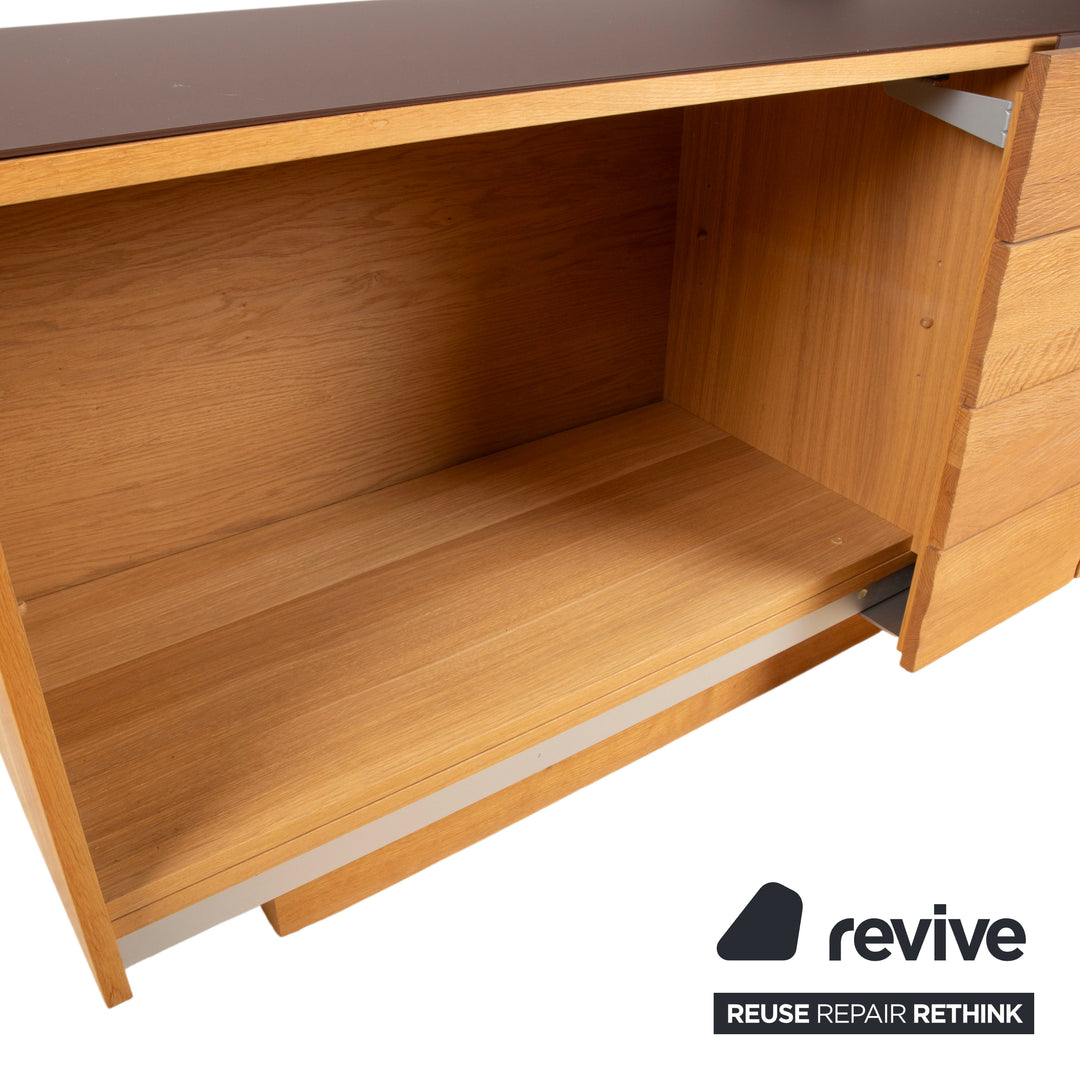 Buffet Voglauer V-Montana en bois avec tiroir en verre marron
