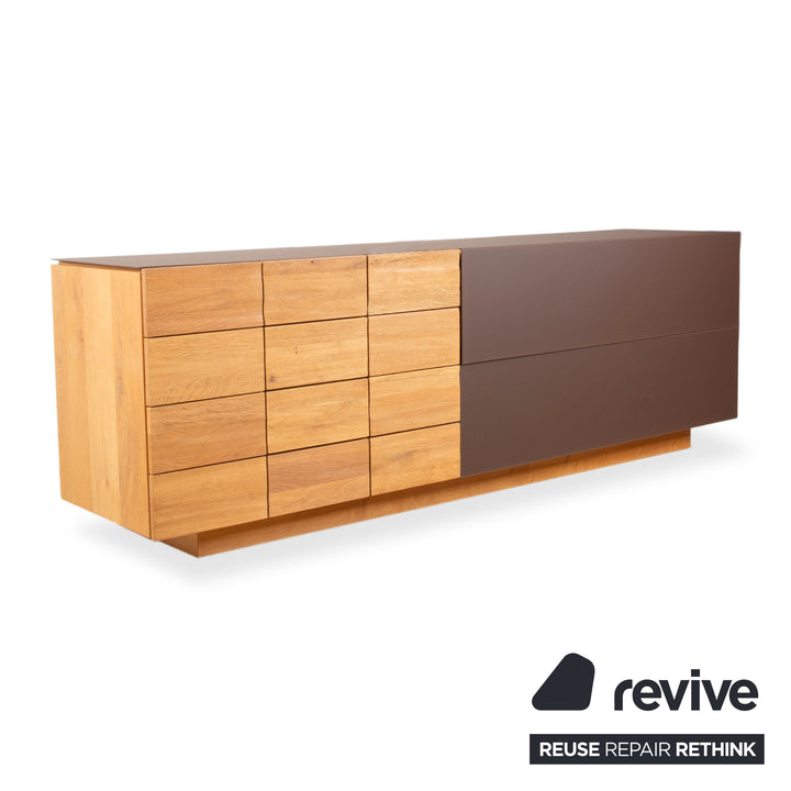 Voglauer V-Montana wooden sideboard brown glass drawer