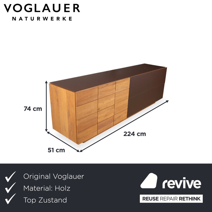 Buffet Voglauer V-Montana en bois avec tiroir en verre marron