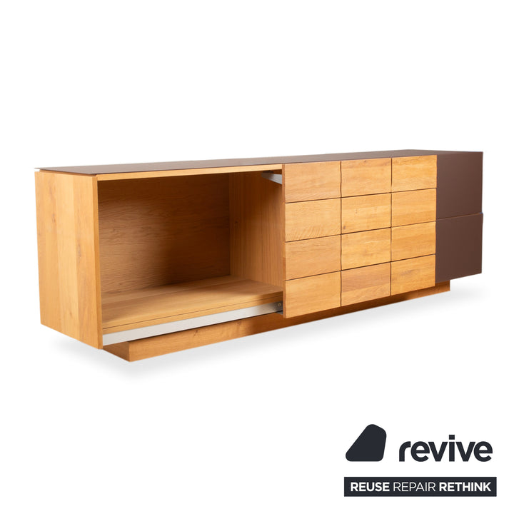 Buffet Voglauer V-Montana en bois avec tiroir en verre marron