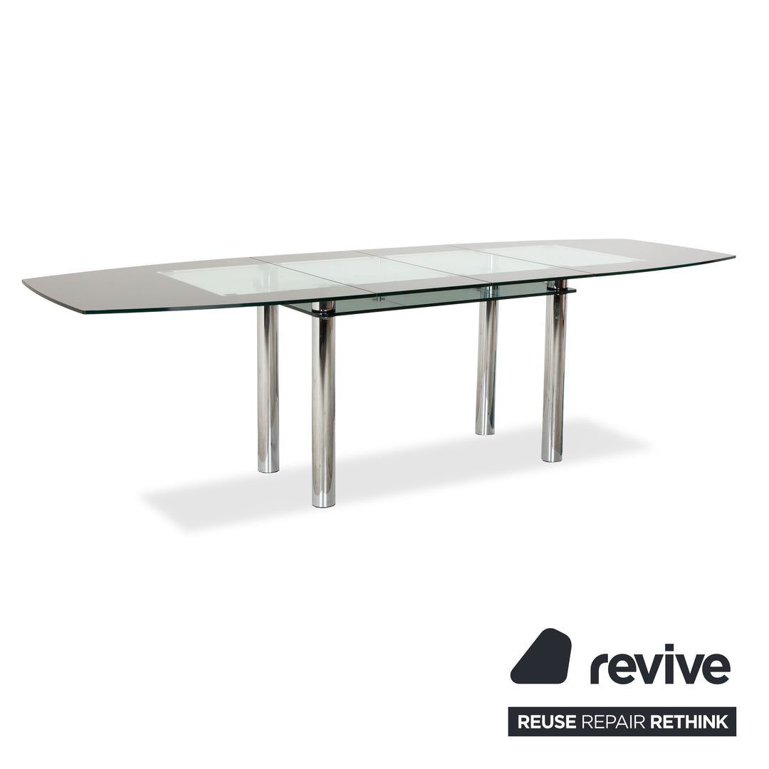 Völker Design Pescara Glass Dining Table Grey Extendable Dining Room 181-272 x 95 x 76 cm