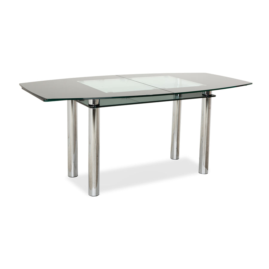 Völker Design Table à manger Pescara en verre gris extensible pour salle à manger 181-272 x 95 x 76 cm