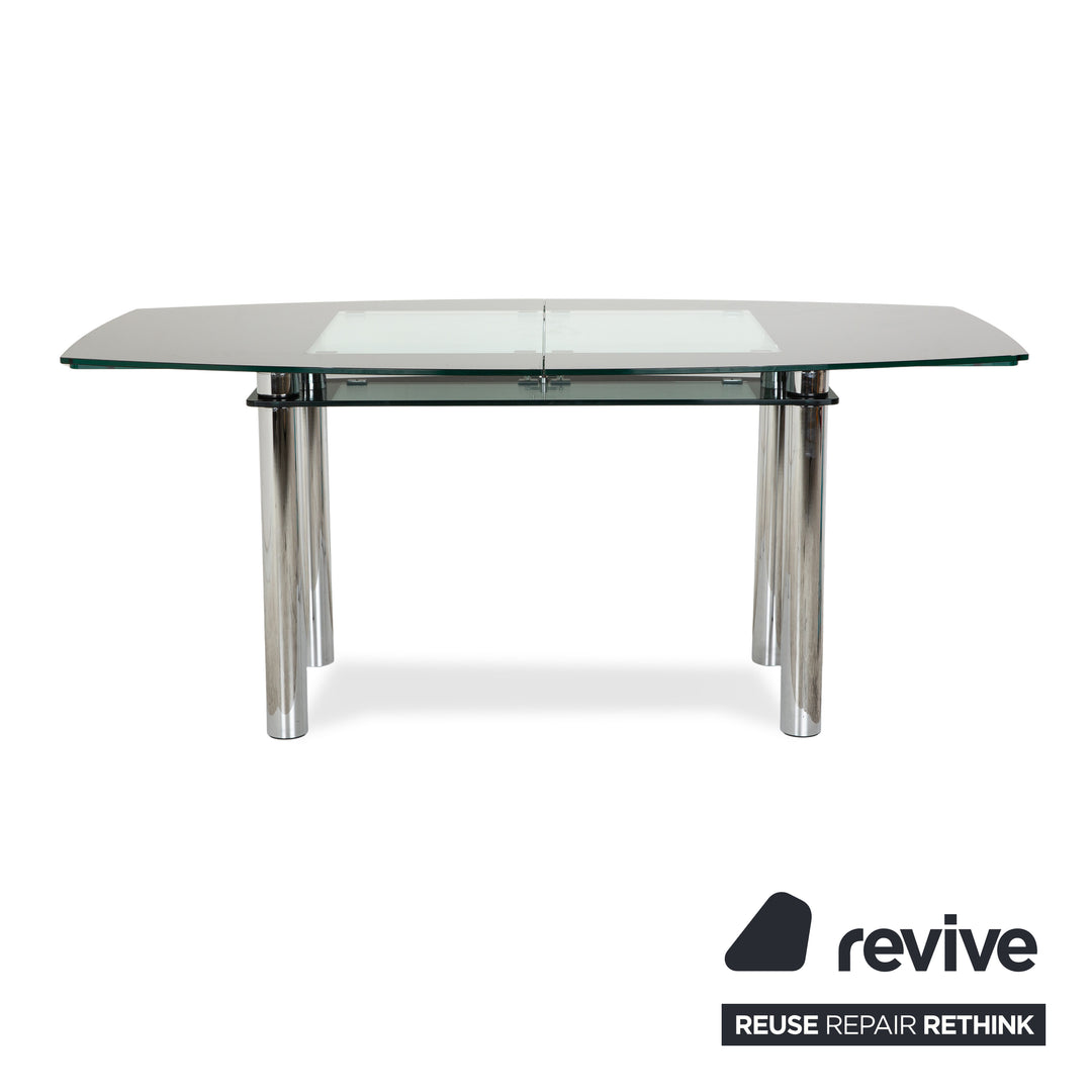 Völker Design Table à manger Pescara en verre gris extensible pour salle à manger 181-272 x 95 x 76 cm