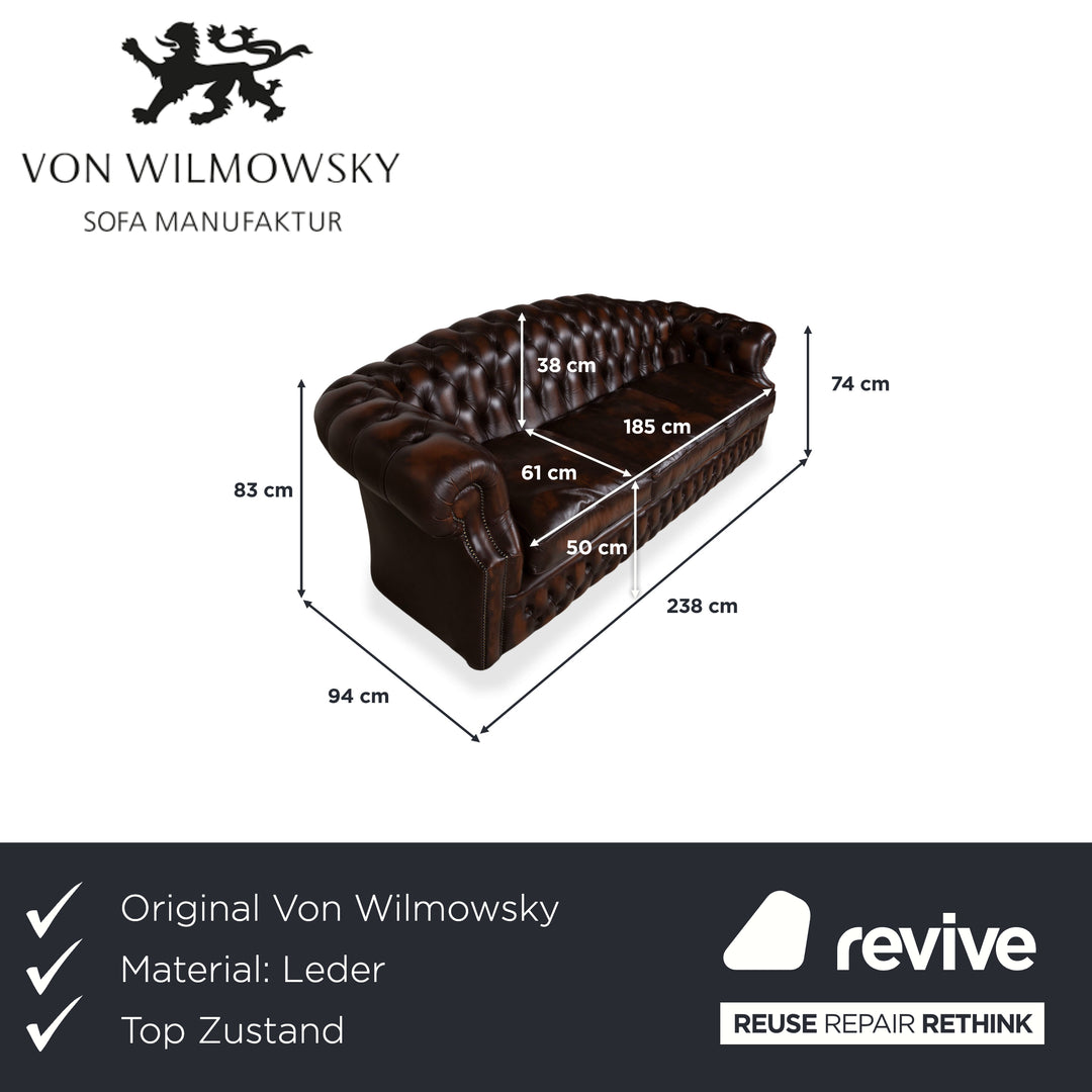 Von Wilmowky Yates Chesterfield Leder Sofa Viersitzer Braun Vintage