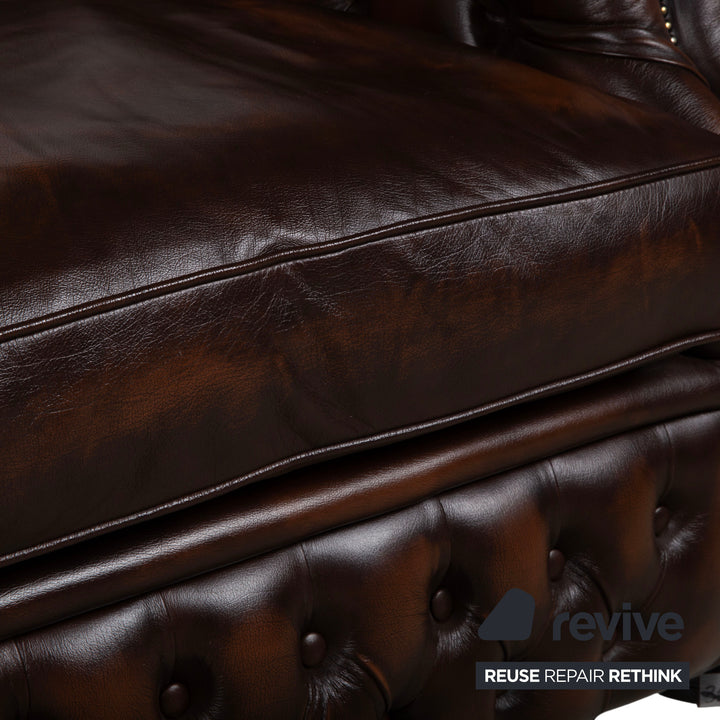 Von Wilmowky Yates Chesterfield Leder Sofa Viersitzer Braun Vintage