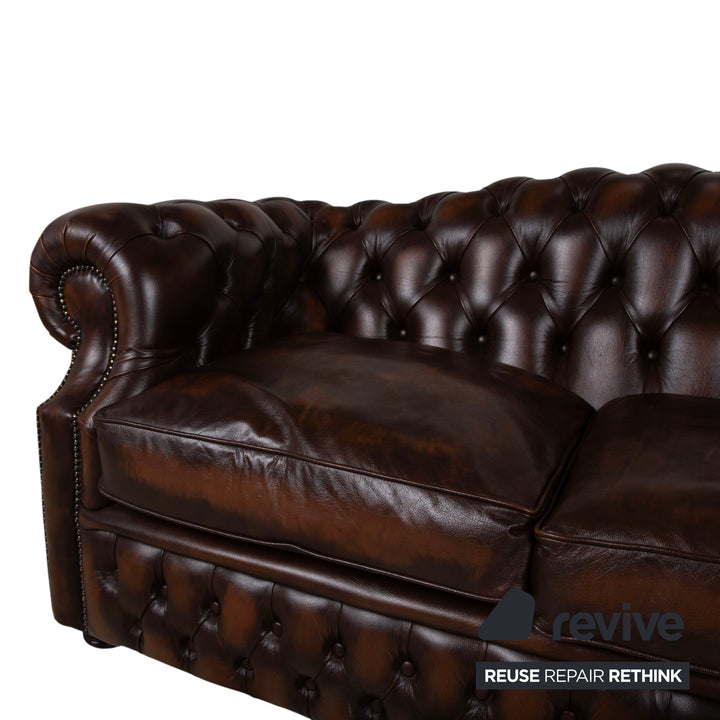 Von Wilmowky Yates Chesterfield Leder Sofa Viersitzer Braun Vintage