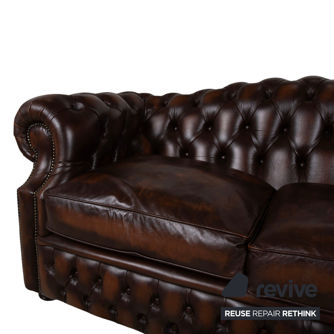 Von Wilmowky Yates Chesterfield Leder Sofa Viersitzer Braun Vintage