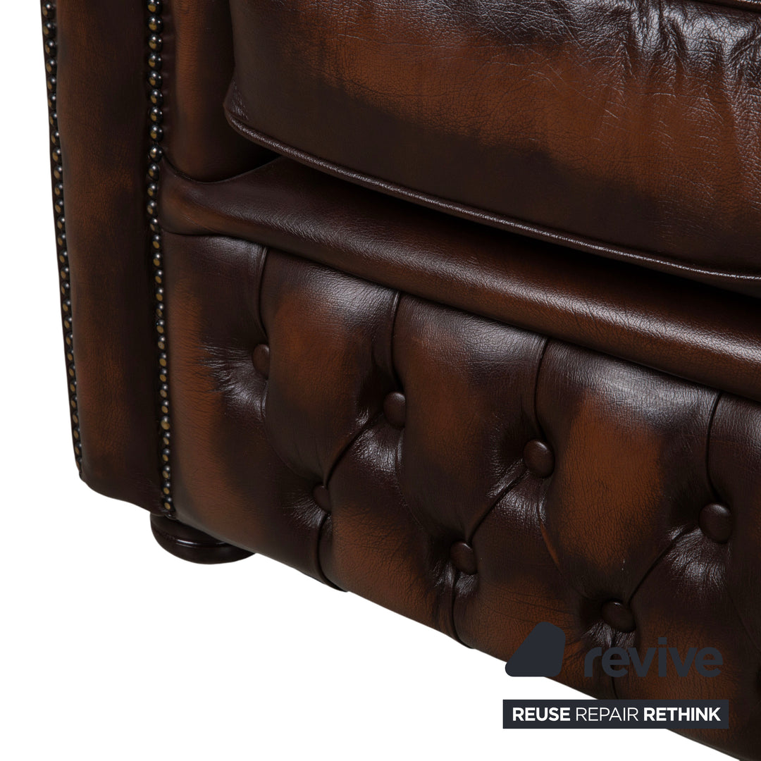 Von Wilmowky Yates Chesterfield Leder Sofa Viersitzer Braun Vintage