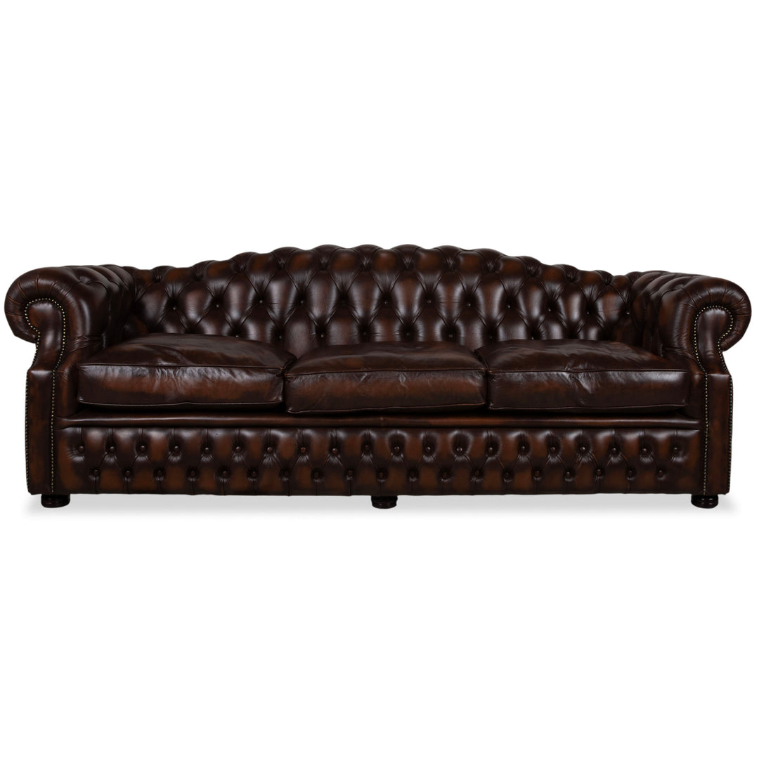 Von Wilmowky Yates Chesterfield Leder Sofa Viersitzer Braun Vintage