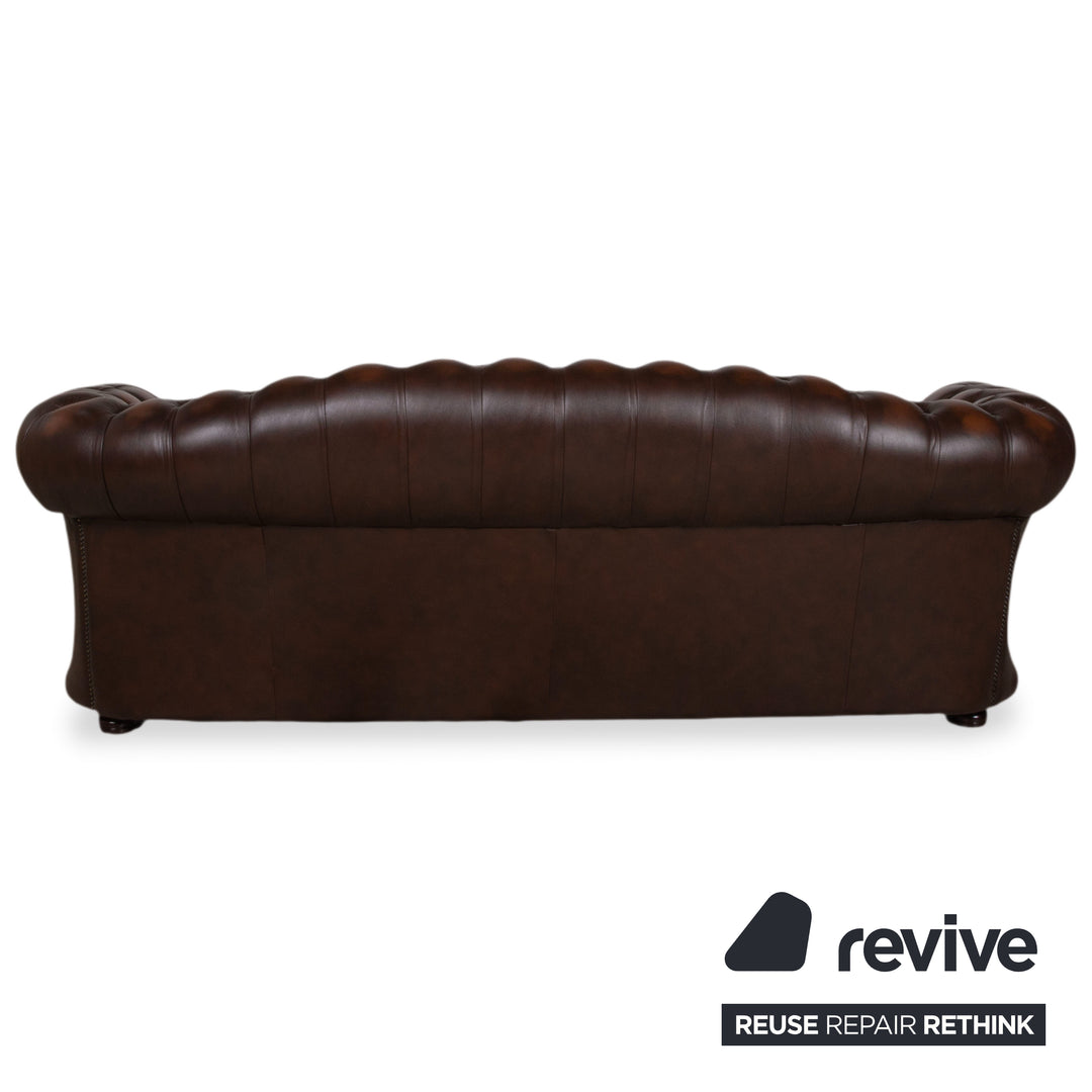 Von Wilmowky Yates Chesterfield Leder Sofa Viersitzer Braun Vintage