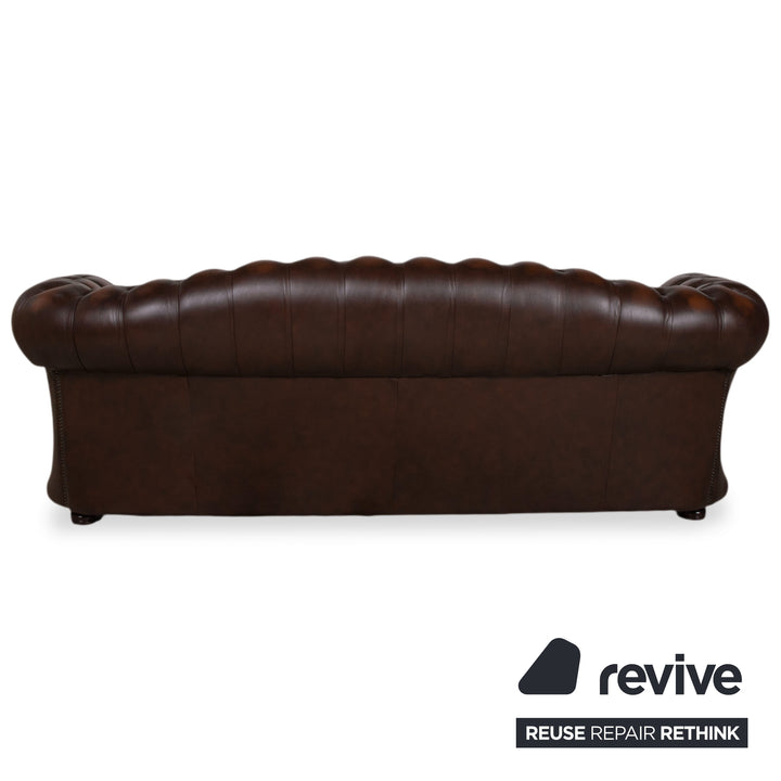 Von Wilmowky Yates Chesterfield Leder Sofa Viersitzer Braun Vintage
