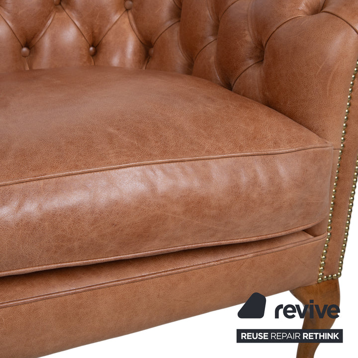 Von Wilmowsky Chesterfield læder 3-personers brun sofa vintage