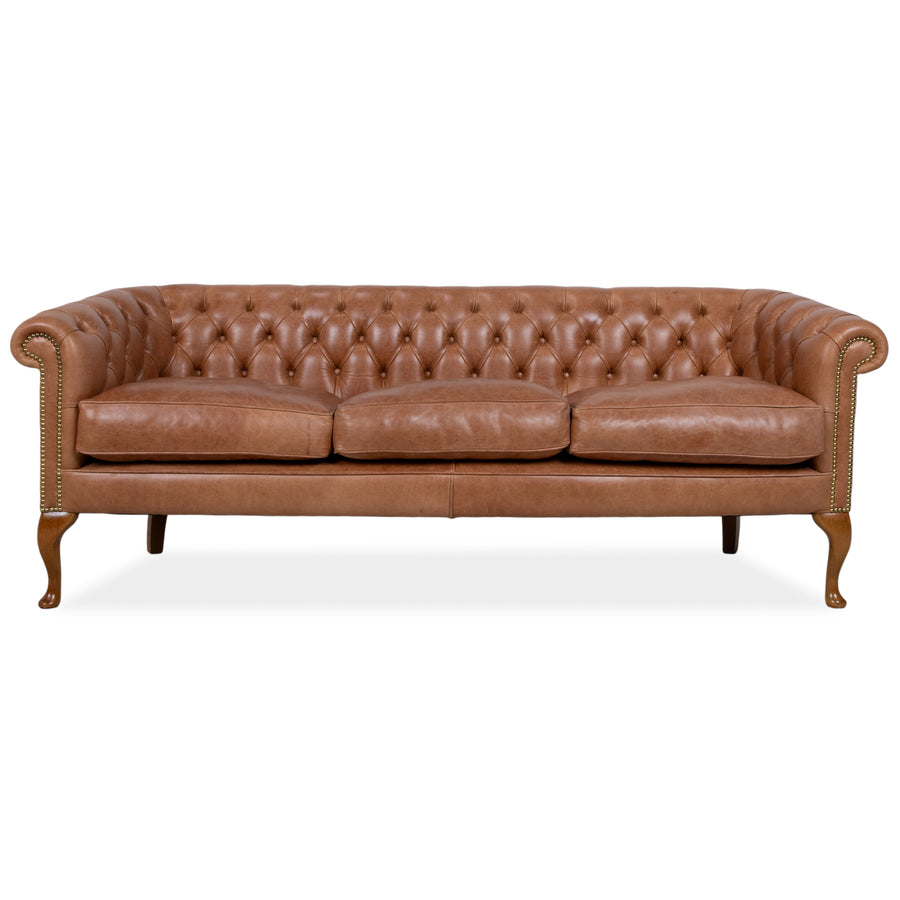 Von Wilmowsky Chesterfield Leder Dreisitzer Braun Sofa Couch Vintage