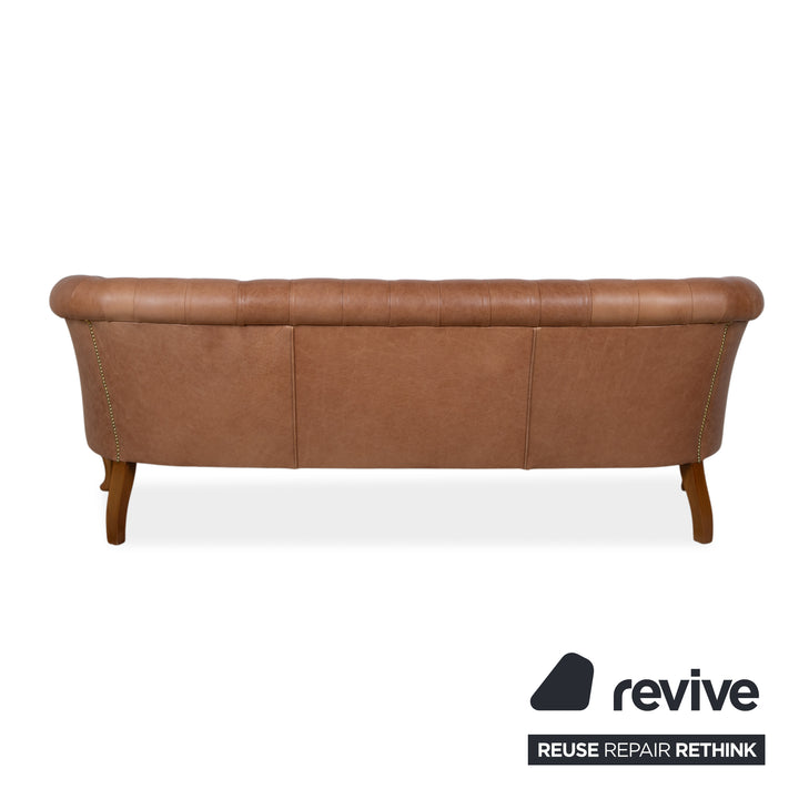 Von Wilmowsky Chesterfield læder 3-personers brun sofa vintage