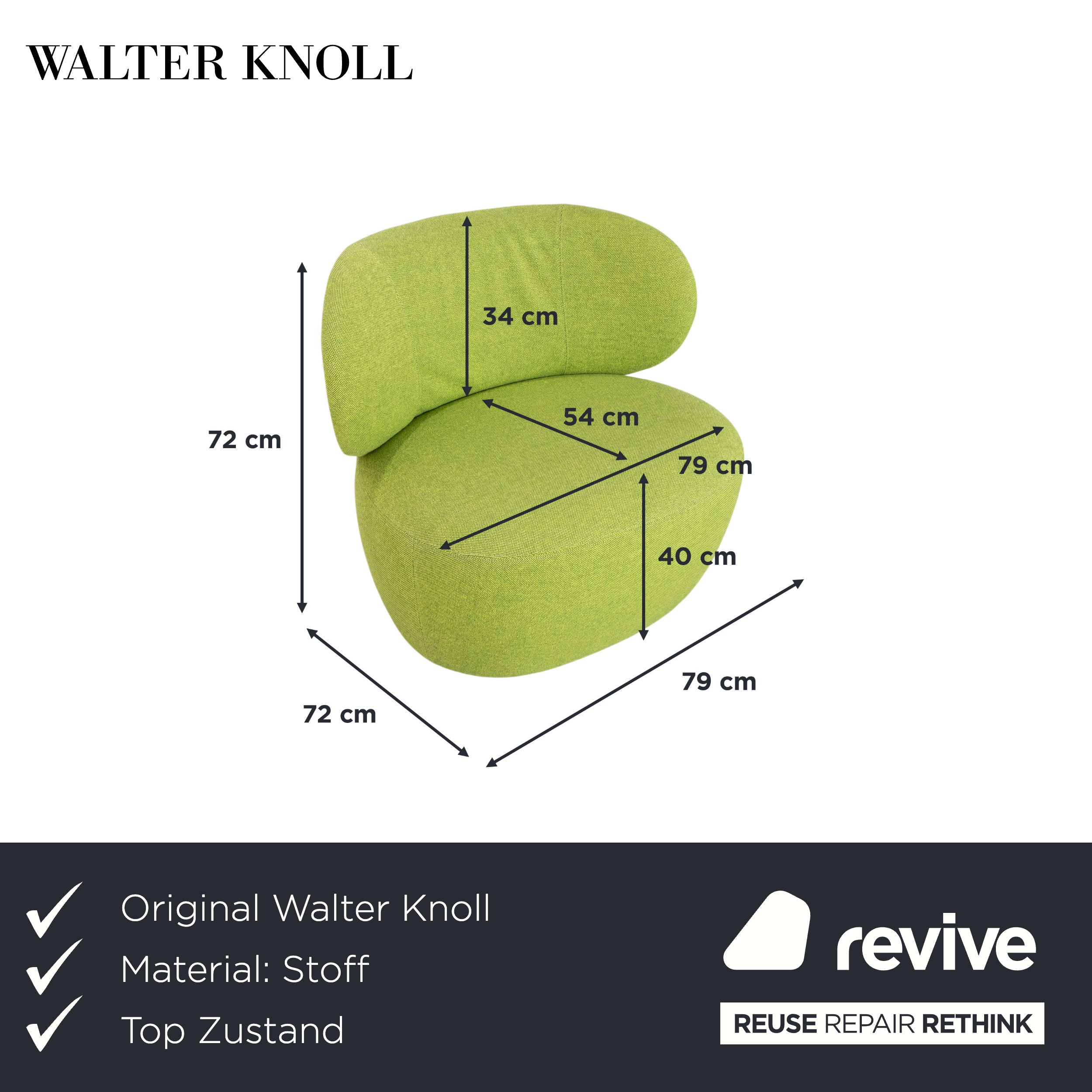 Walter Knoll Bao Stoff Leder Sessel Grün Braun Drehfunktion