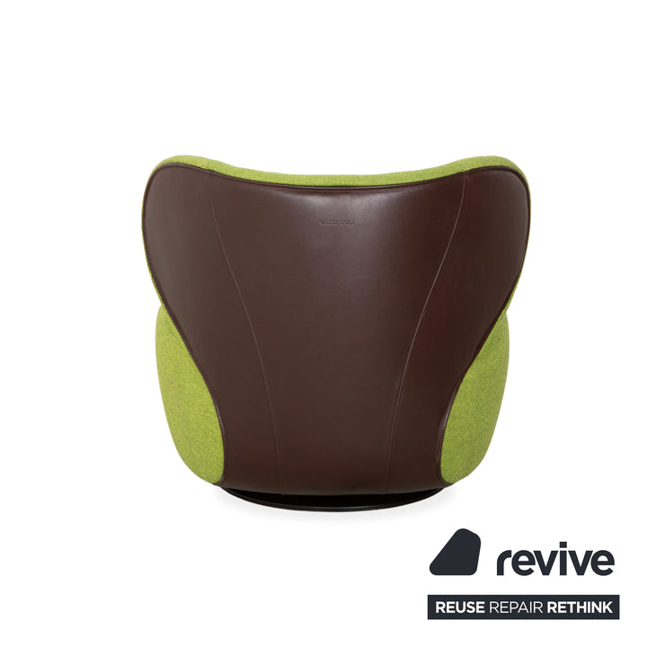 Walter Knoll Bao Fabric Leather Armchair Green Brown Swivel Function