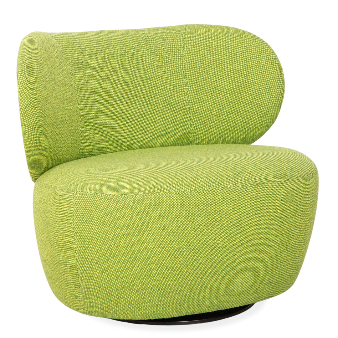 Fauteuil pivotant Walter Knoll Bao en tissu et cuir vert et marron