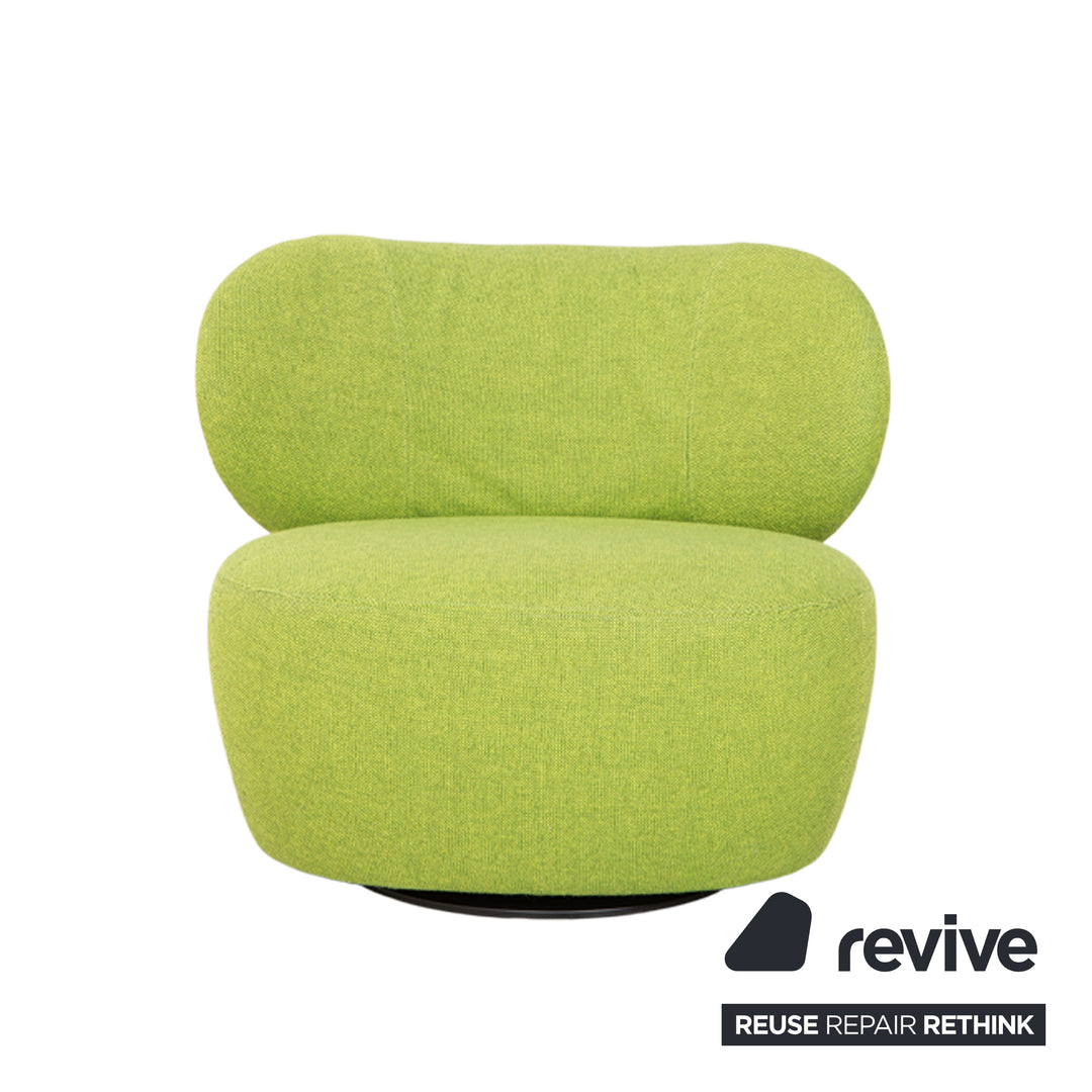 Fauteuil pivotant Walter Knoll Bao en tissu et cuir vert et marron