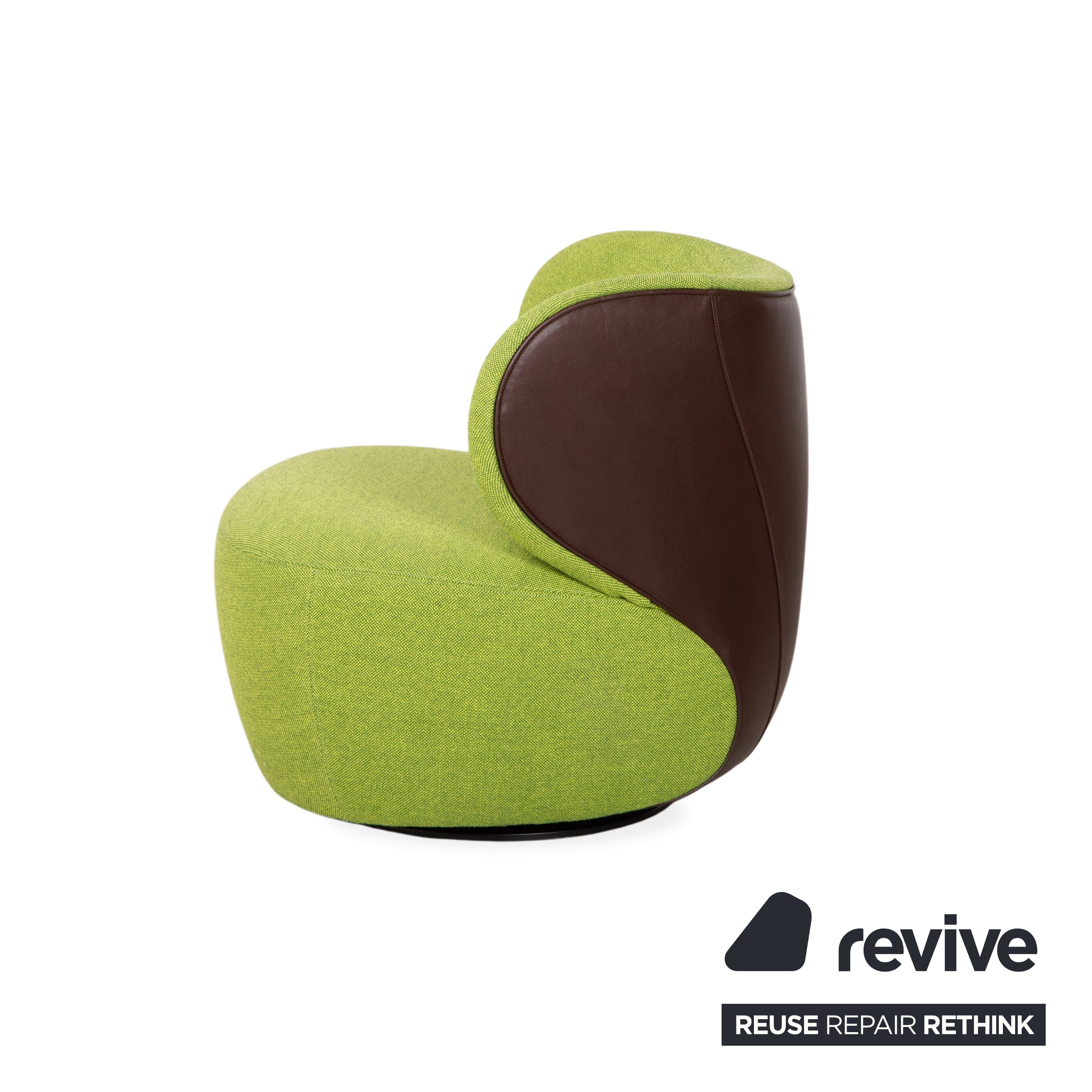 Walter Knoll Bao Fabric Leather Armchair Green Brown Swivel Function