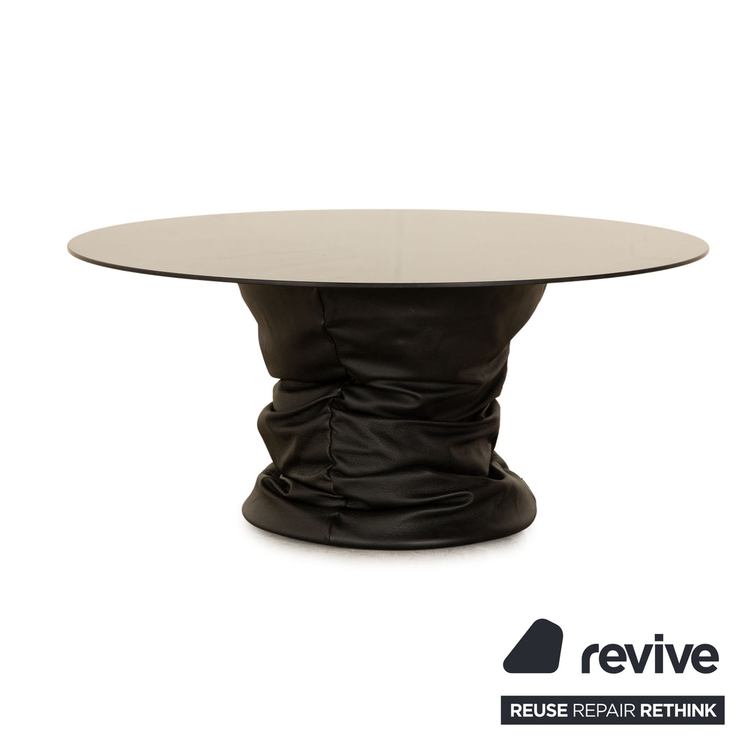 Walter Knoll Bellows Stool Leather Coffee Table Black manual function