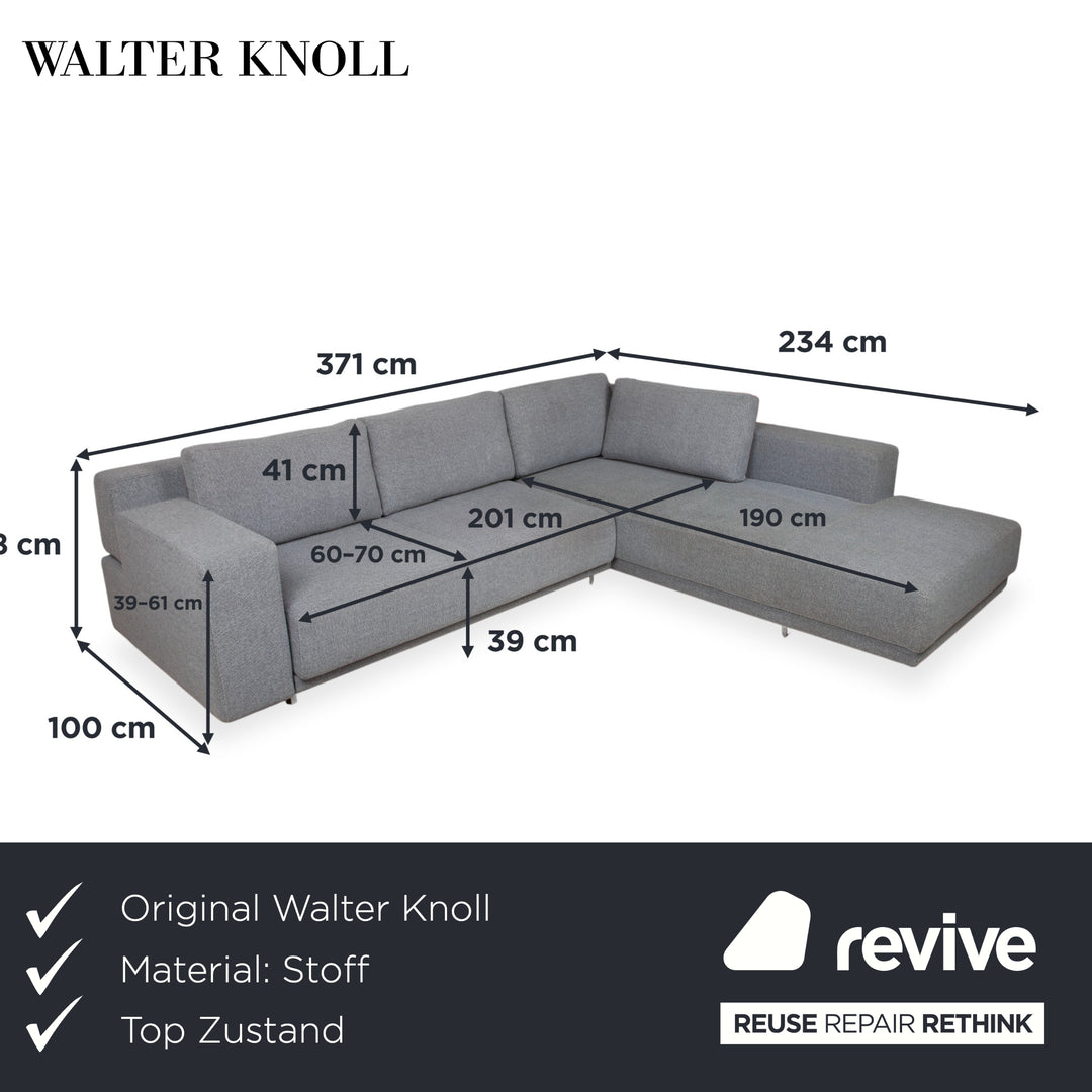 Walter Knoll Big Blue Stoff Ecksofa Grau manuelle Funktion Sofa Couch