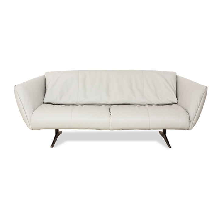 Divano a tre posti in pelle Walter Knoll Bundle, grigio chiaro