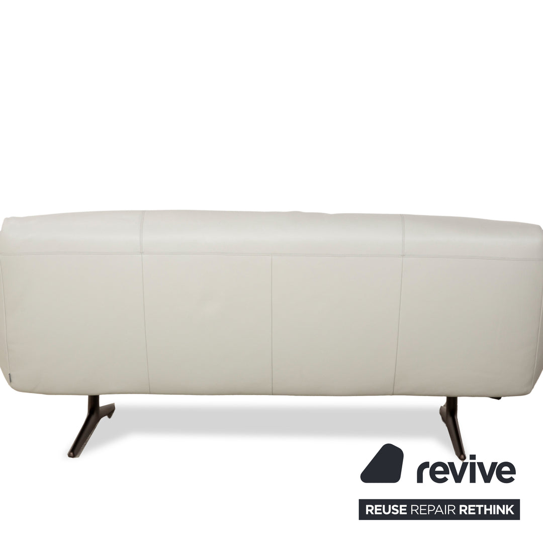Walter Knoll Bundle Leather Three-Seater Light Grey Sofa Couch