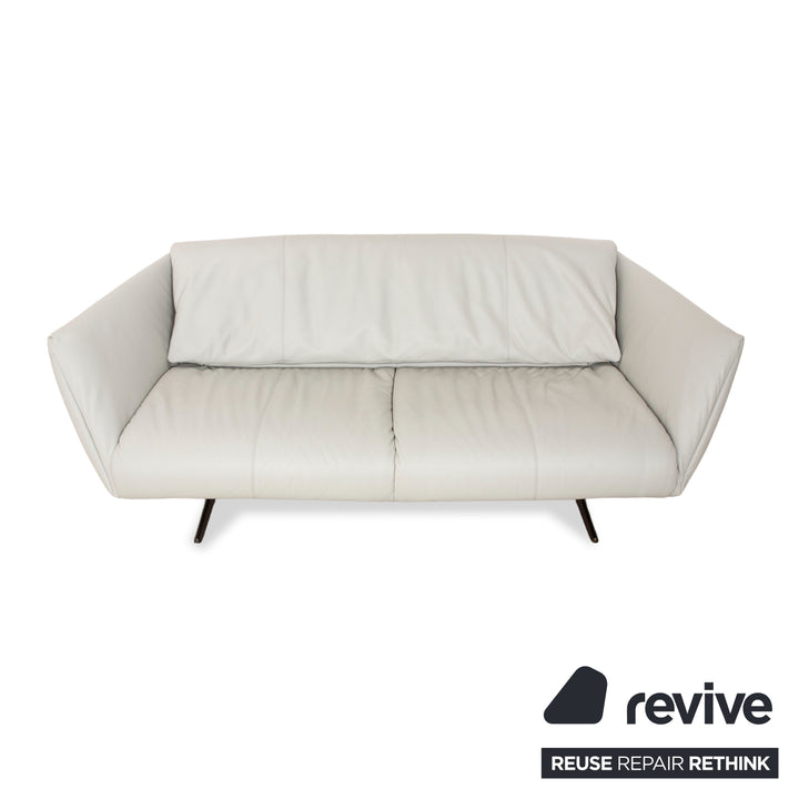 Walter Knoll Bundle Leather Three-Seater Light Grey Sofa Couch