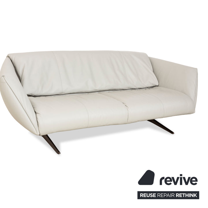 Walter Knoll Bundle Leather Three-Seater Light Grey Sofa Couch