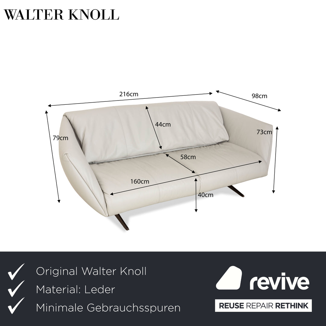 Walter Knoll Bundle Leather Three-Seater Light Grey Sofa Couch